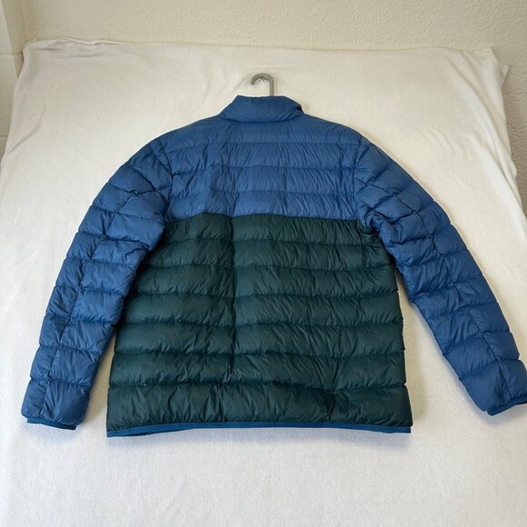 Eddie Bauer Mens Stratuslite Down Snap Mock Neck Coat Jacket Size L EB650 Blue - Picture 2 of 11